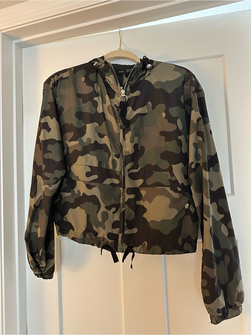 Love Tree Women's Camo Utility Jacket in Olive and Brown